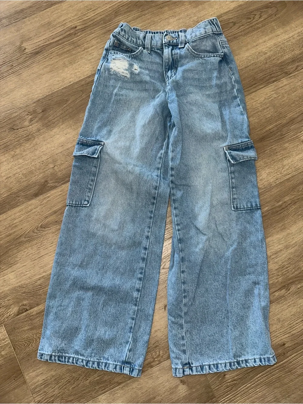 Justice Light Blue Cargo Wide-Leg Jeans